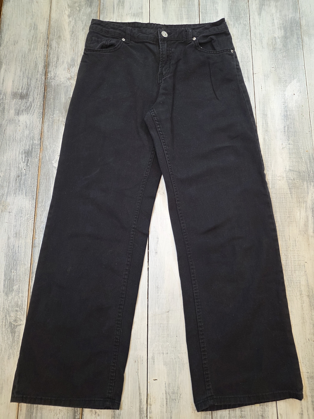 H&M Divided 'The Easy Soul' Women's Black High Rise Wide-Leg Jeans sz 4